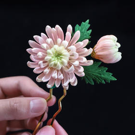 扬州非遗技艺通草花 菊花/腊梅发簪发钗 汉服配饰古风发饰头饰发钗