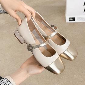 晚晚风玛丽珍鞋女2024夏季新款拼色平底小皮鞋法式浅口单鞋小香风春秋季温柔仙女鞋子