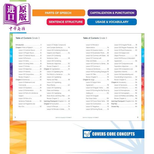 【中商原版】美国新课标教辅 光谱练习册 语言艺术 3年级 Spectrum Language Arts Workbook Grade 3 英文原版Carson Dellosa 商品图1