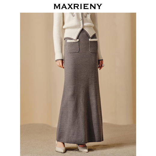 【商场同款-新春系列琉璃玉龙】MAXRIENY直筒毛织半裙格雷系穿搭(货号:MC88SK818) 商品图2
