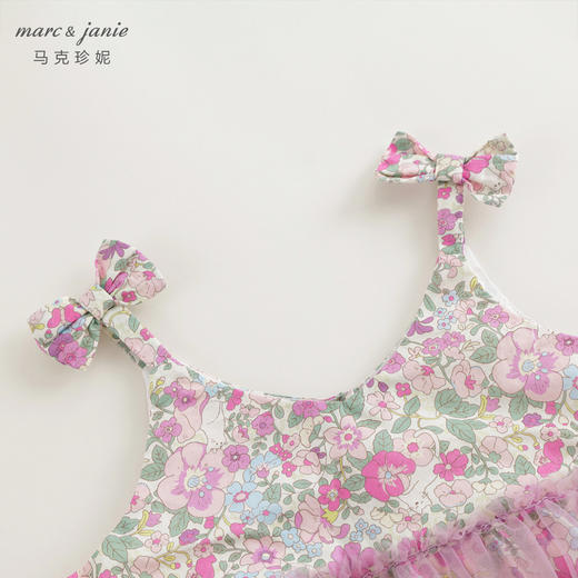 马克珍妮女宝宝粉紫花园网纱吊带连体衣婴儿哈衣夏装新款240708 商品图2
