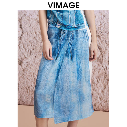 VIMAGE纬漫纪夏季新款设计感高腰显瘦时尚通勤半身裙V2106720 商品图2