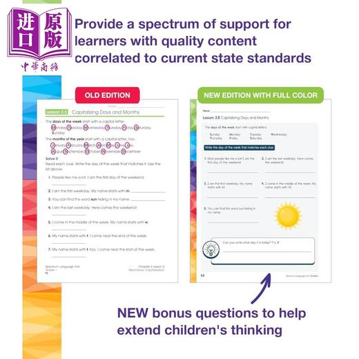 【中商原版】美国新课标教辅 光谱练习册 语言艺术 1年级 Spectrum Language Arts Workbook Grade 1 英文原版Carson Dellosa 商品图2