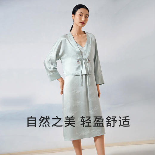 【水墨韵味】金三塔重磅真丝睡裙女新中式100%桑蚕丝宽松吊带家居服  YSFEB303 商品图3