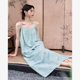 海边度假肌理提花清冷两件套女夏季竹子吊带搭半裙套装V1341232