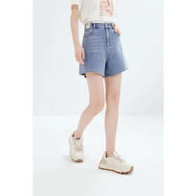 【商场同款】诗凡黎牛仔裤2023夏新款小个子微喇短裤女3E4451071