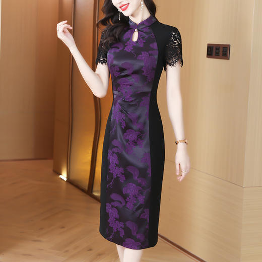 AHM-8716中国风复古性感修身显瘦蕾丝裙夏季新款气质优雅高级感连衣裙 商品图1