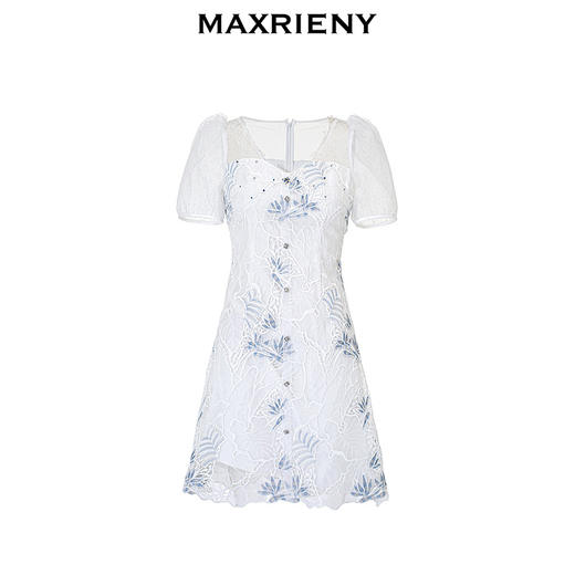 【英式雅皮士-商场同款】MAXRIENY复古蕾丝刺绣散钻连衣裙2024春(货号:MC85DR079) 商品图4