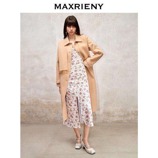 MAXRIENY极简复古通勤感大衣长款23秋冬新款双面呢羊毛外套女澳毛(货号:MS88CT529) 商品图1
