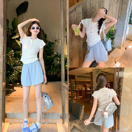 <曾小咸推荐> 【糖豆甜心】彩色纽扣短袖 商品图2