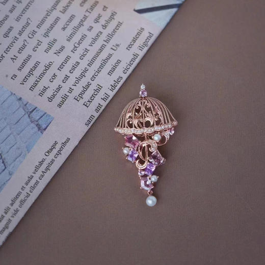 龢盒原创 玫瑰金紫色蓝宝石古典胸针吊坠 商品图3