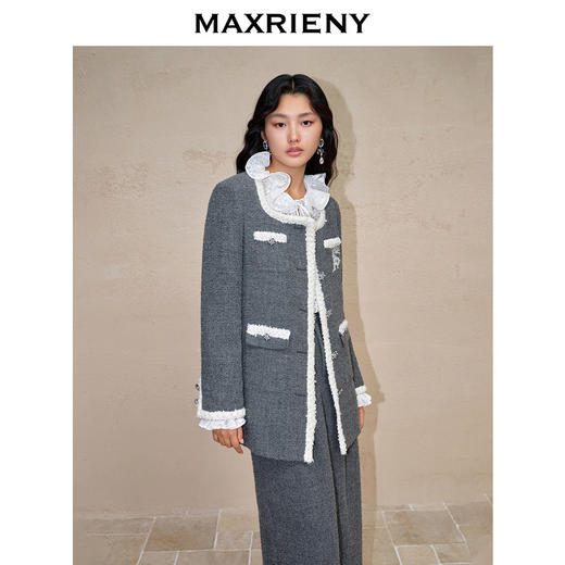 【商场同款-新春系列琉璃玉龙】MAXRIENY小香外套上衣格雷系穿搭(货号:MC88JA781) 商品图2