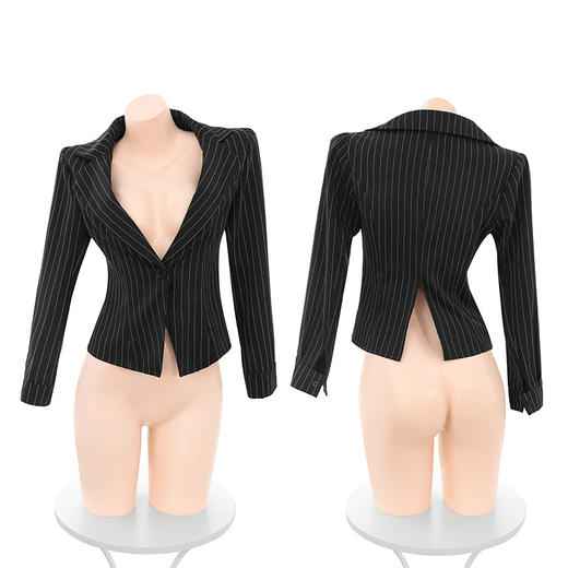 霏慕 私人OL秘书条纹西装外套6494 情趣制服角色扮演高档商务风条纹西装外套夫妻房事刺激诱惑 商品图5