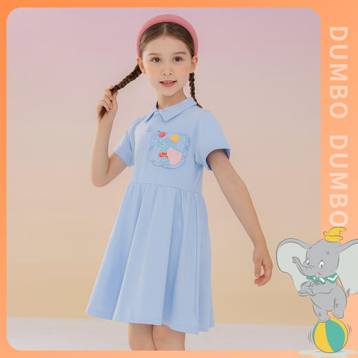 迪士尼童装女童短袖连衣裙夏季中小童卡通包包裙子 商品图0
