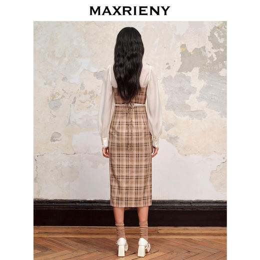 MAXRIENY复古格纹结构半裙美拉德穿搭裙子(货号:MC88SK520) 商品图3