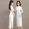 短袖蕾丝网纱裙，长款旗袍连衣裙QYM-LRX-QP2431-Y 商品缩略图0