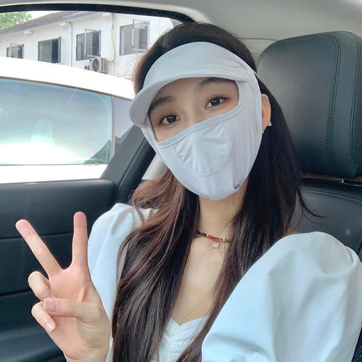【防晒面罩女 夏季遮全脸防紫外线脸基尼帽檐】脸罩冰丝薄款口罩 夏季出门好物upf50  商品图2