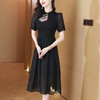 AHM-8682中国风甜美短袖套头夏季新款高级感复古绣花网纱小黑裙 商品缩略图1