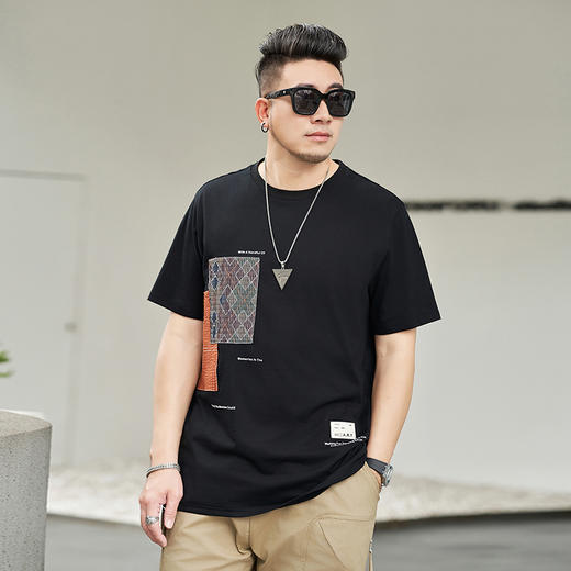 【Q】【新款DMH】大依优型大码男装圆领短袖T恤加肥加大休闲肥佬男上衣夏季半袖胖子潮款 商品图6
