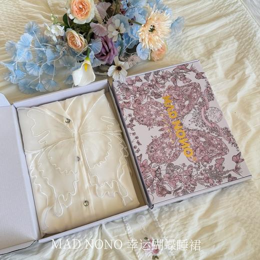 【MAD NONO幸运蝴蝶睡裙】🦋一整件立体定制蝴蝶，自带细闪亮片工艺✨，高级缎面丝 🦋版型根据男朋友衬衫改版，立体定制蝴蝶图案，上身秒变纸片人 商品图7