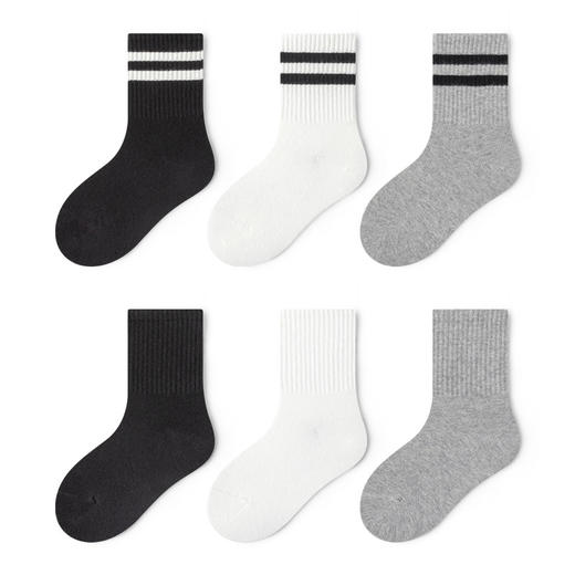【专为儿童设计！】儿童袜子黑白全棉学院风男女童学生袜纯棉透气抗起球中筒儿 童棉袜 商品图4
