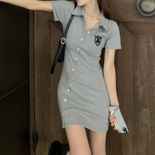 【细腻柔软亲肤，垂顺抗起球！】polo领连衣裙女夏季甜辣妹风，修身显瘦设计感小众小熊短袖包臀裙子-lm！ 商品图3