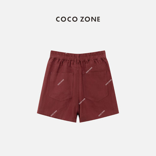 COCO ZONE"波尔多”夏季纯色后松紧腰短裤时尚设计感裤子CC2B0619 商品图1