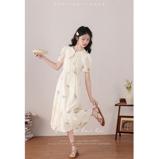 鹿向南《江南花坊》新中式印花连衣裙女2024春款高级感显瘦裙子 商品图1