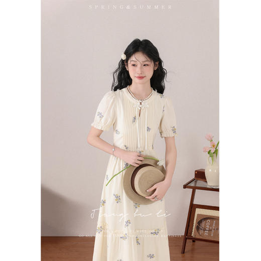 鹿向南《江南花坊》新中式印花连衣裙女2024春款高级感显瘦裙子 商品图2