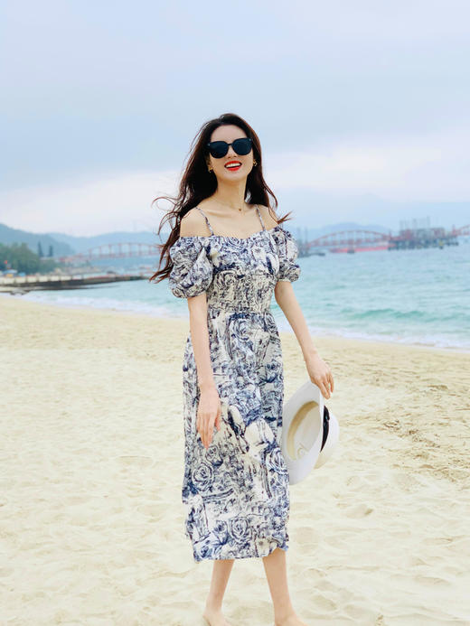 【百图lulu定制】【霸王茶姬连衣裙】茶马古道 数码印花 短袖收腰 连衣裙 商品图7