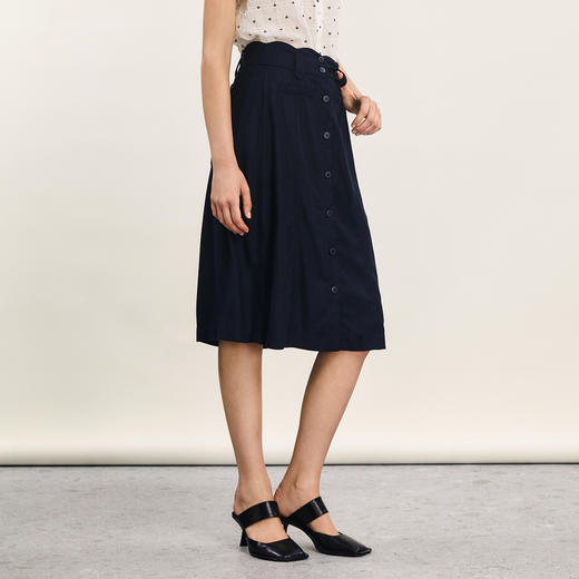 谜底A字型半身裙2024年夏季新品通勤风高腰百搭中长半裙242MB0662 商品图1
