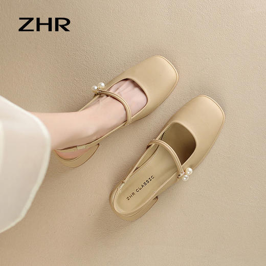 ZHR则则气质百搭包头凉鞋2024新款时尚玛丽珍单鞋ins法式珍珠女鞋 商品图8