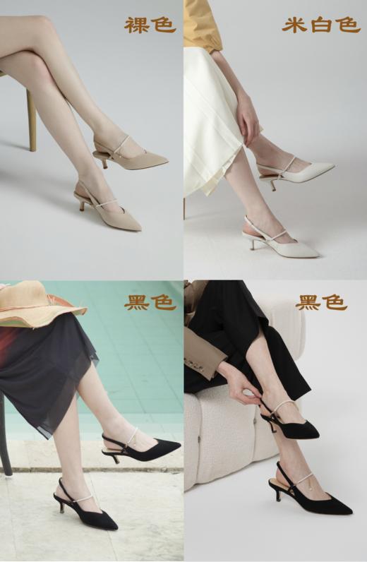 逸红颜小集市#「猫跟珍珠凉鞋」珍贵小羊绒皮,高奢质感, 5.5cm小猫跟,小V口鞋面温婉显瘦显高 商品图7