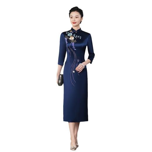 上海旗袍厂【9949】高贵喜婆婆婚宴装礼服气质年轻妈妈喜服醋酸旗袍平时可穿 商品图4