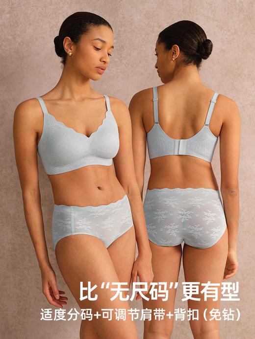 【小海棠】无痕文胸半固定杯软支撑蕾丝胸罩大胸无钢圈内衣女夏薄 商品图4