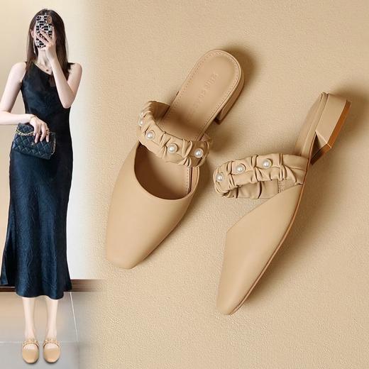 ZHR则则法式珍珠穆勒拖鞋2024新款时尚百搭包头拖鞋气质半拖女鞋 商品图2