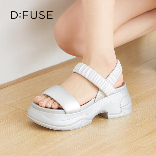D:FUSE迪芙斯2024夏季新款吐司面包凉鞋松糕厚底增高一字带罗马凉鞋DF42115217 商品图12