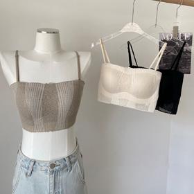 老米优品🎈2件包邮！夏日内搭宝藏单品！《复古菱格纹自带胸垫蕾丝吊带》抹胸式设计，软糯高弹力，内搭太赞了~~NY240423A