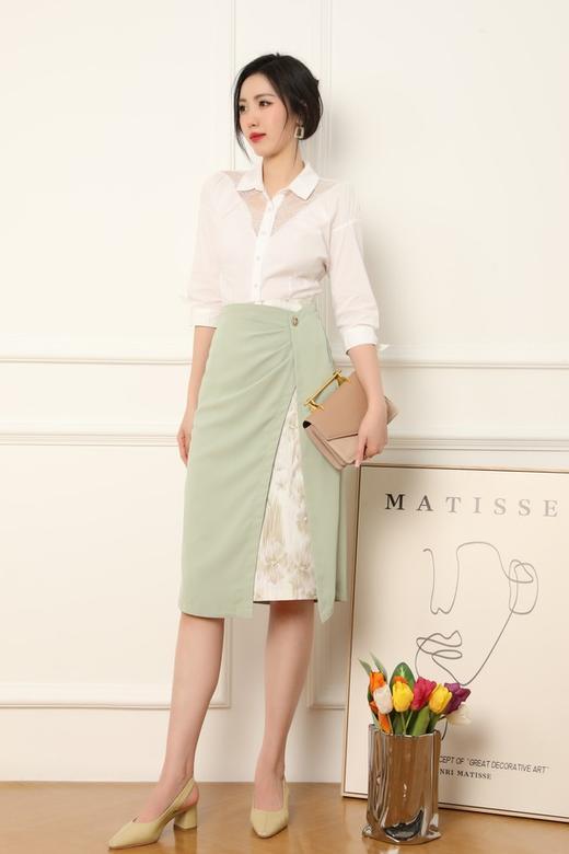 Le Malene 精致印花拼接式高腰显瘦半裙 15957 商品图3