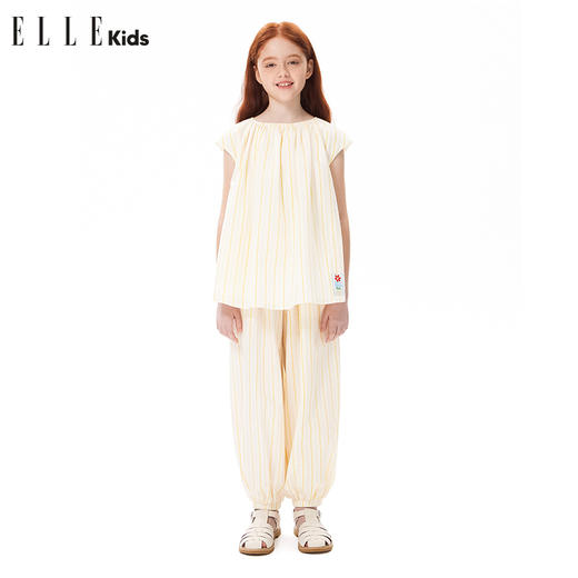 ELLEKIDS 法式泡泡条纹收脚裤 商品图1