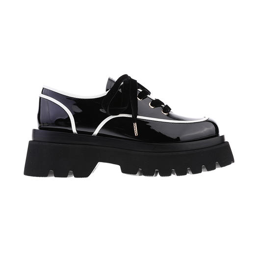 sheme光感漆皮系带方头厚底乐福鞋女鞋可定制 商品图0