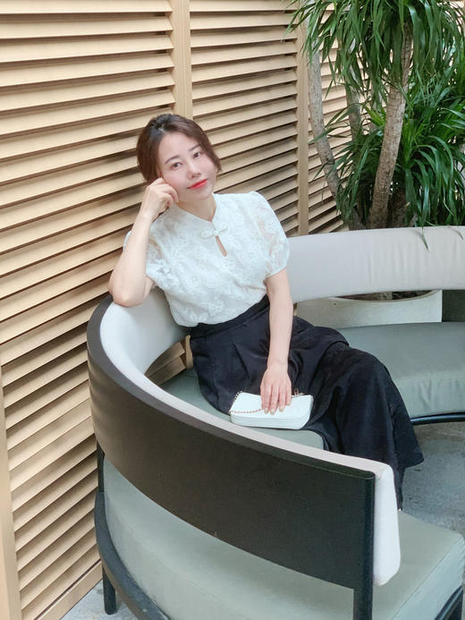 【百图lulu定制】【蔡文姬蕾丝衫】水滴扣 短袖 蕾丝衫 商品图3