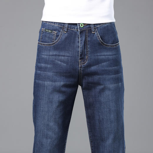 罗蒙春夏轻薄透气弹力牛仔裤男后袋绣标男裤直筒裤子男 商品图4