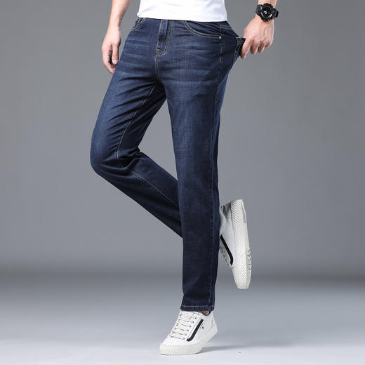 罗蒙春夏轻薄透气弹力牛仔裤男后袋绣标男裤直筒裤子男 商品图7