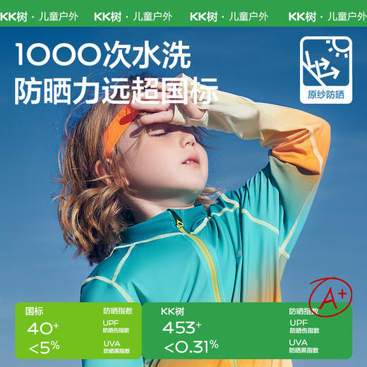 [屁侠推荐]KK树 儿童防晒衣 男童女孩原纱防紫外线 宝宝皮肤衣 运动防晒服外套 商品图1