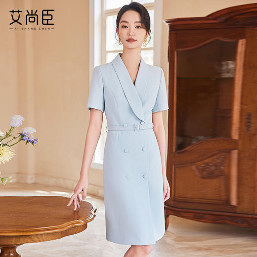 艾尚臣短袖职业西装连衣裙2024夏季新款高级感气质女神范职场女装 商品图1