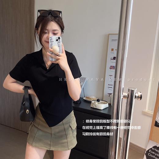 【宽松版型，敲击显瘦！】polo领纯欲显瘦T恤螺纹棉，无束缚纸片人冰凉吸汗百搭短袖，清新又百搭还能遮小肉肉-lm！ 商品图5