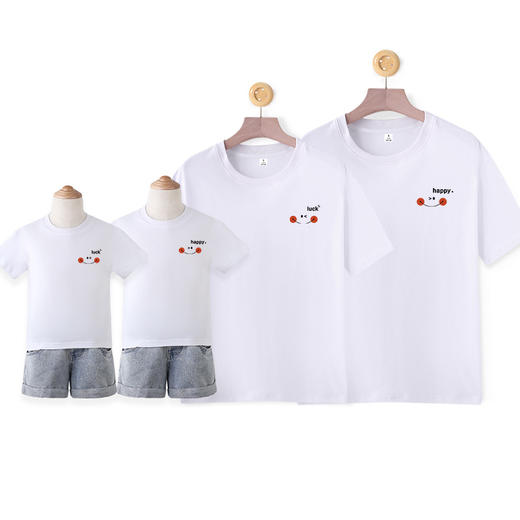 【甜蜜亲子档 百搭舒适】重磅220克！2024亲子装纯棉短袖全家装夏一家三口四口母女装亲子t恤 商品图5