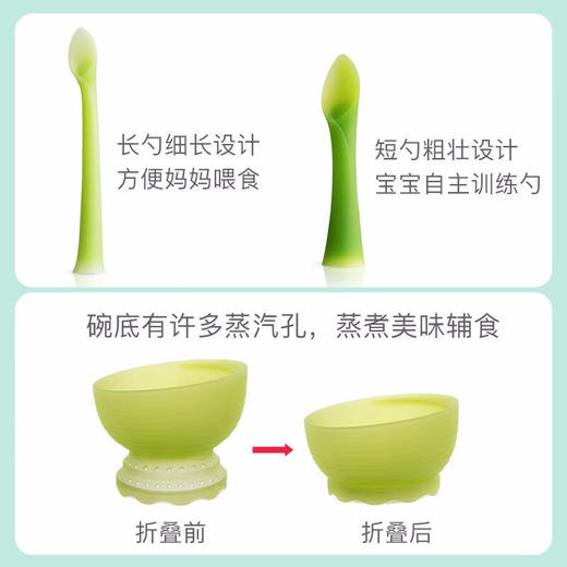 欧拉宝贝小绿芽餐具套装碗+训练勺 商品图3