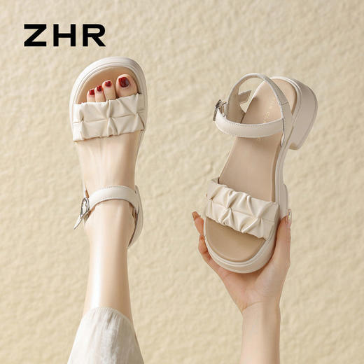 ZHR则则厚底一字带凉鞋2024新款时尚百搭时装凉鞋沙滩女凉鞋 商品图5